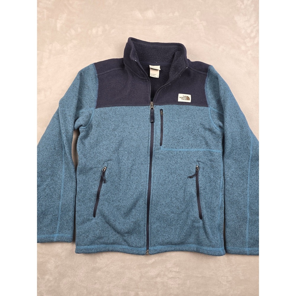 The North Face Full Zip Fleece Jacket Mens Size M Fit S Blue Two Tone Outdoor